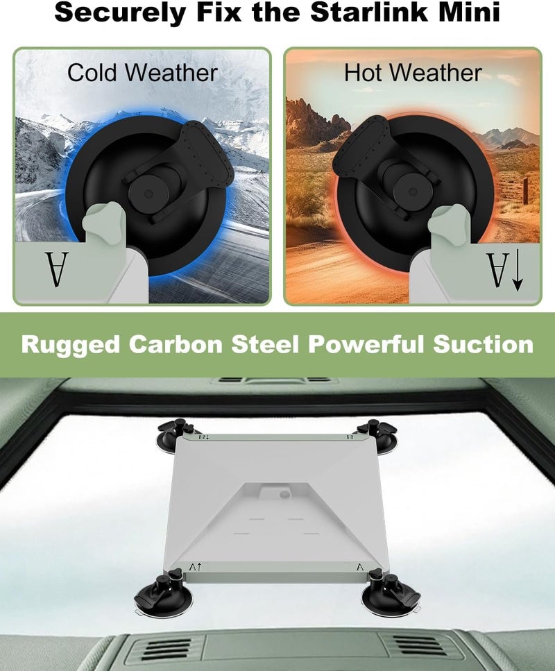 Mwin Starlink Mini Mount - Suction Cup for Starlink Mini Accessories Car Sunroof Mechanicals - Strong Suction Cup Roof Window Mount for Stable Satellite Signal in RVs, and Road Trips (Light Green) - Image 3